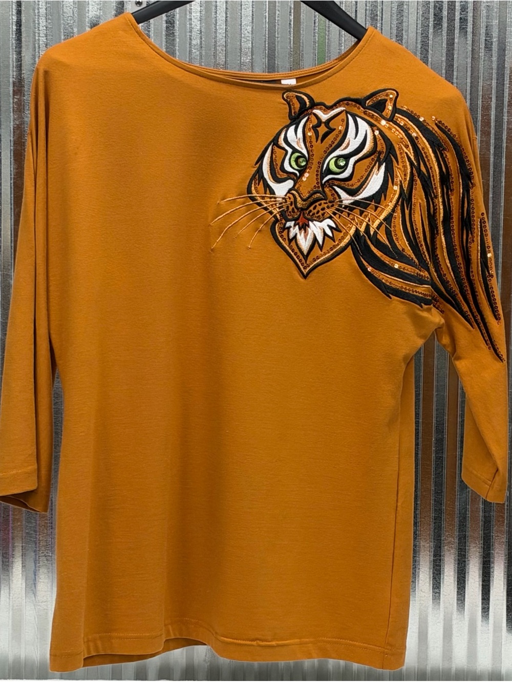 Bob Mackie Wearable Art Tiger Sequin Embellished Top Size Medium -NWT